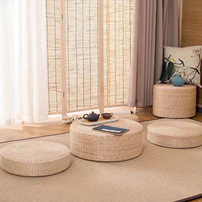 草编茶道圆形坐垫蒲团居家加厚禅修打坐藤编蒲编飘窗垫窗台美之程