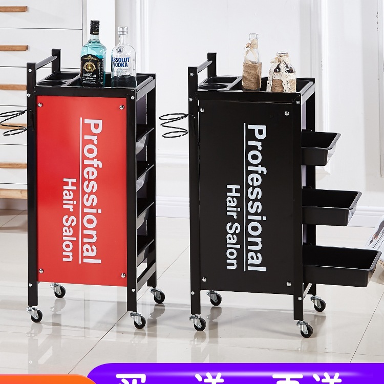 复古美发车发廊手推车杠车 理发店烫染工具车美容小推车