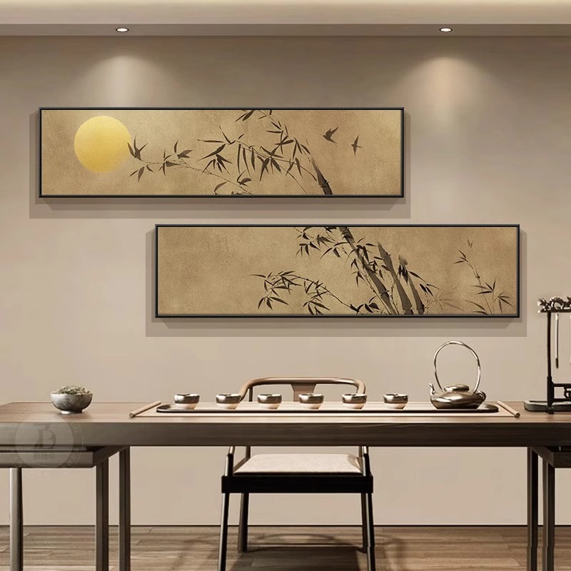 新中式茶室装饰画宋代美学客厅沙发背景墙挂画禅意竹子办公室壁画