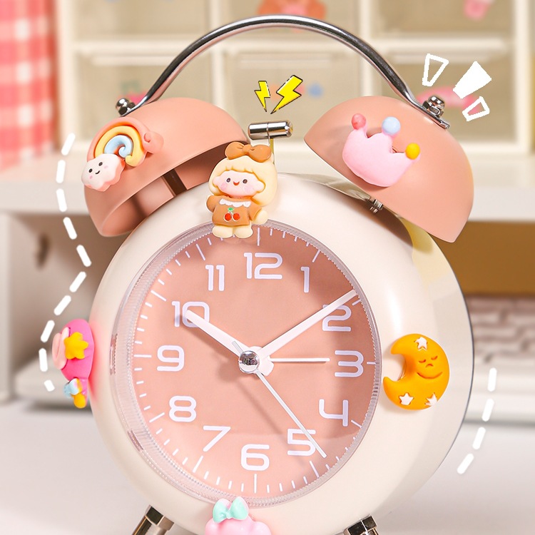 可爱小女孩闹钟学生专用起床神器2025新款儿童男孩床头闹铃时钟粉