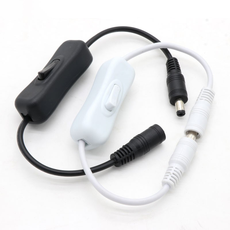 DC电源开关夜灯LED灯电源线对插转接公母接头按键控制开关连接线