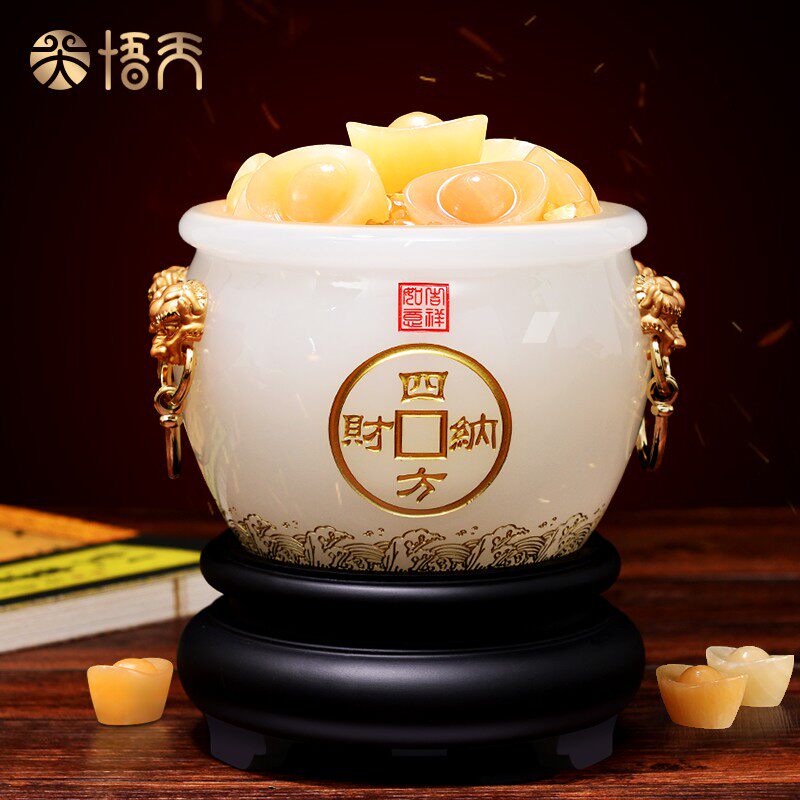 速发聚宝盆摆件招财聚财客厅玄关酒柜装饰品摆件公司开业乔迁新居