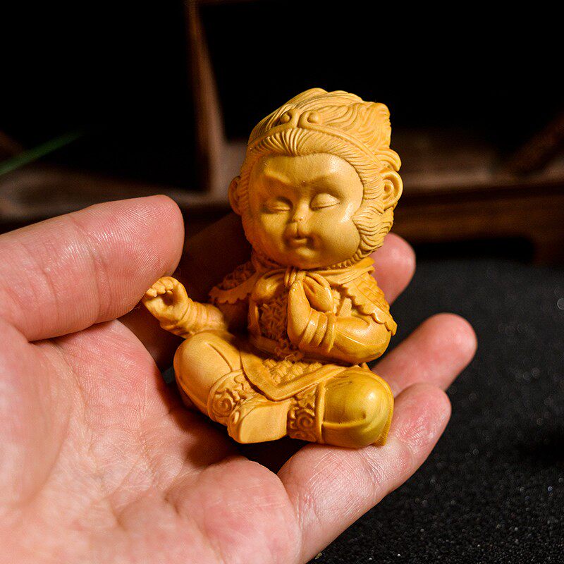 速发黄杨木雕齐天大圣小悟空孙猴古文玩男士随身手把玩件吊坠斗战
