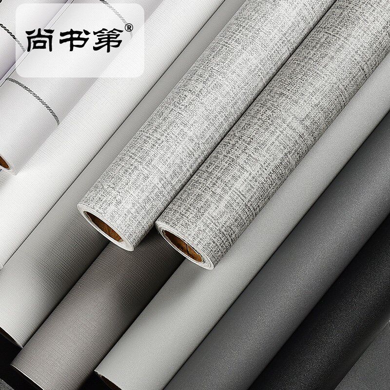 速发10米灰色壁纸防水防潮宿舍自粘墙纸卧室桌面衣柜子家具翻新墙