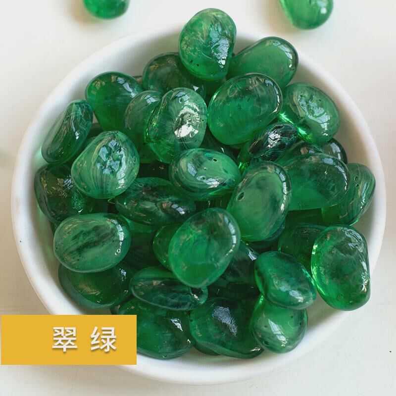 速发五彩鹅卵石玻璃雨花石小石子园艺花盆鹅软石庭院装饰鱼缸五彩