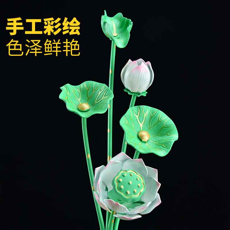 现货速发家居室内鎏金莲花宝瓶供佛花瓶装饰摆件中号一对工艺品