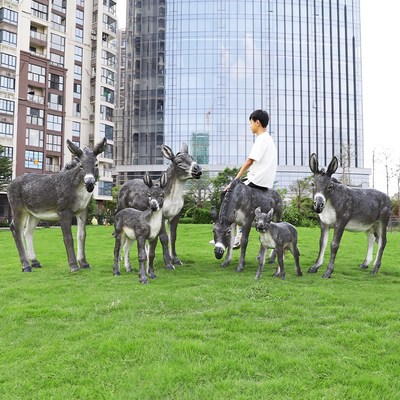 速发户外玻璃钢小毛驴雕塑农场牧场农家乐景区驴肉店动物模型摆件