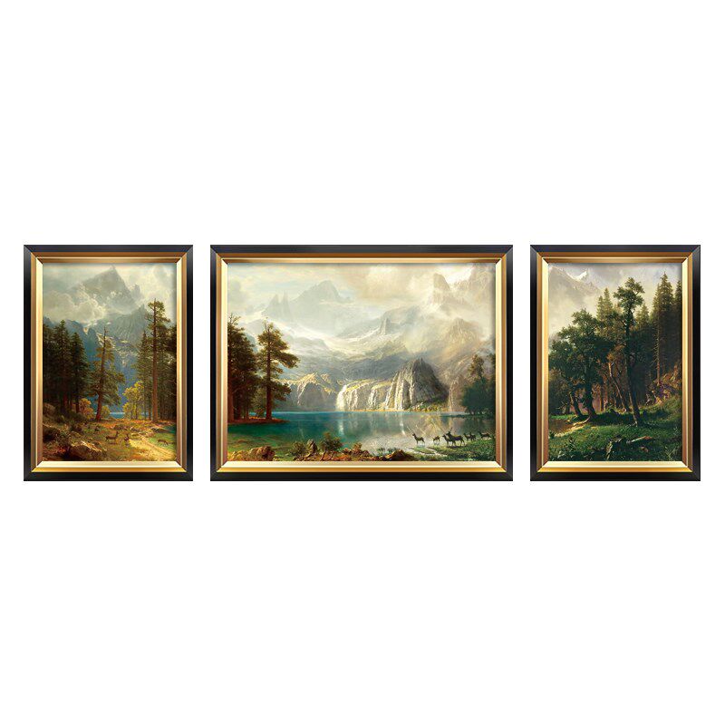 速发欧式客厅油画沙发后面背景墙装饰画美式巨人山聚宝盆壁画大气