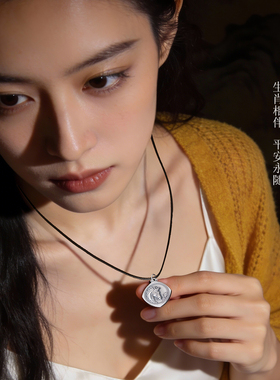 阿玉银器馆12生肖吊坠999纯银项链女简约百搭足银本命年马挂件坠