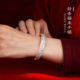 足银999荷香福来手镯纯银雕花手镯女款 开口轻奢高级感小众银镯子