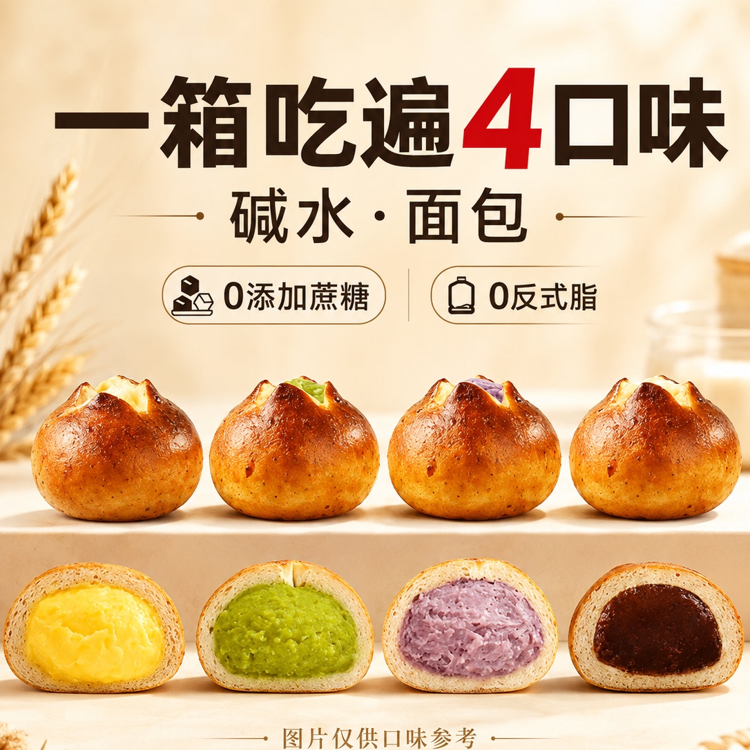 全麦碱水面包球低脂低卡整箱图片