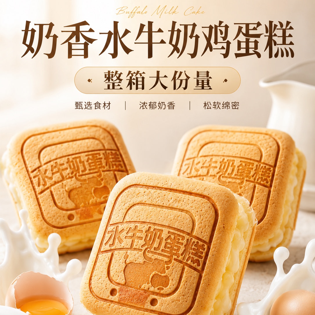 低糖水牛乳蛋糕面包无蔗糖孕妇代餐饱腹办公室下午茶早餐糕点整箱