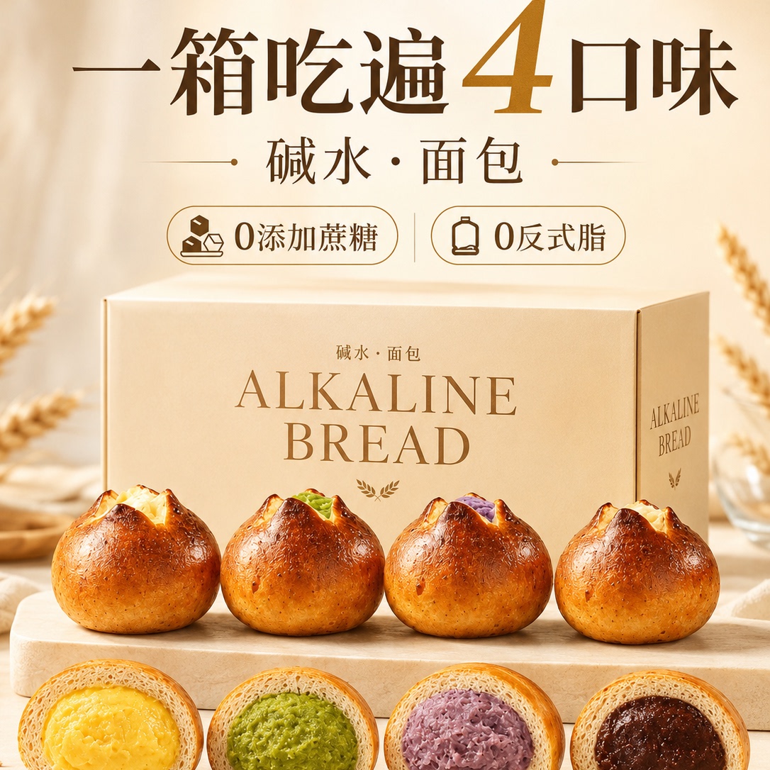 全麦碱水面包球低脂低卡整箱图片
