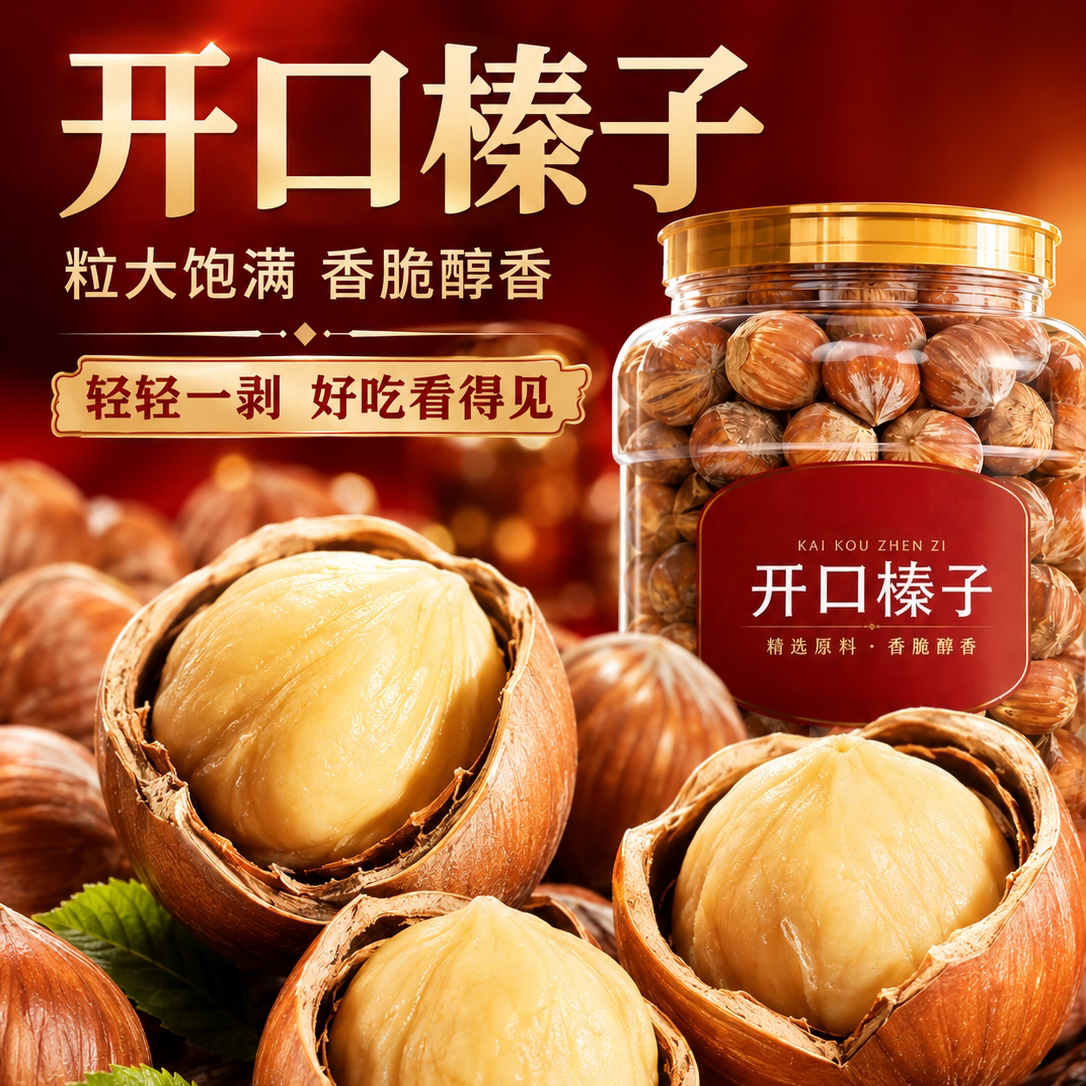 东北特产铁岭大榛子新货炒熟大颗粒薄壳开口原味孕妇休闲坚果零食