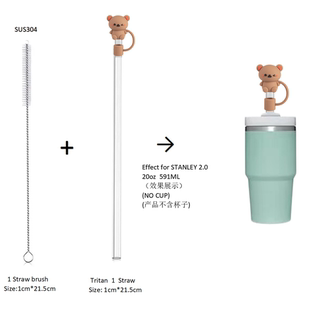 适用STANLEY 保温杯20OZ 30OZ 40OZ tritan材质DIY卡通杯帽吸管