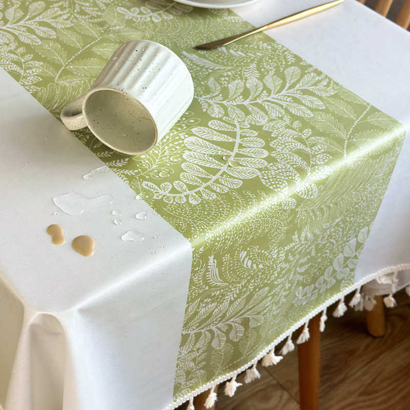 防水防油餐桌布桌旗森系植物树叶茶几ins民宿咖啡厅清新野餐露营