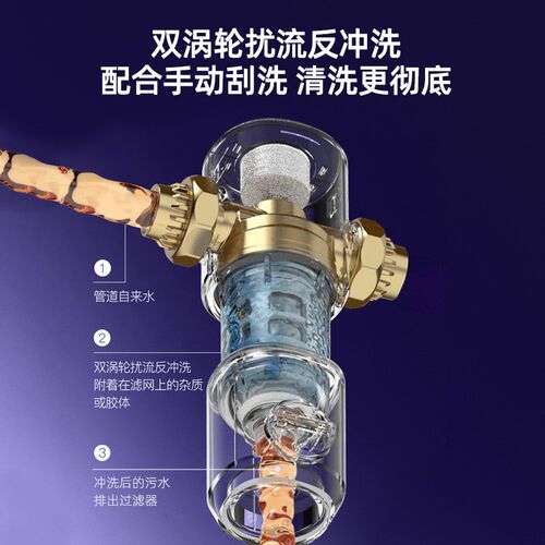 怡口怡可飘前h置过滤器净水器反冲洗家用自来水全屋净水