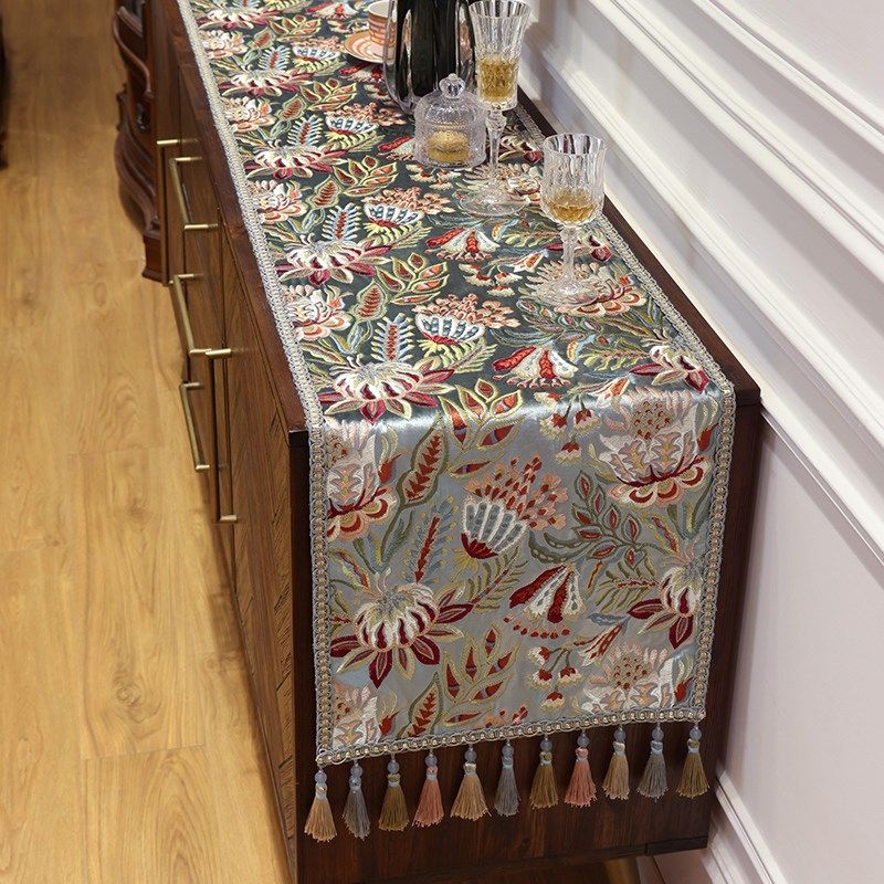 刺绣花电视柜盖巾桌旗鞋边柜餐z桌布茶几美式欧式法式轻奢高档酒,居家布艺,桌旗,淘宝优惠券,粉丝福利购,淘宝优惠卷