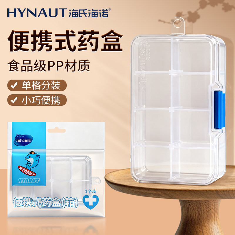 海氏海诺药盒便携式随身迷你分装药盒8格分装带盖药品收纳盒,保健用品,药箱,淘宝优惠券,粉丝福利购,淘宝优惠卷