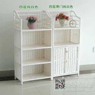 柜书架柜储物柜经济型家用藤编实木收纳置物架多层特价 鞋 架简易