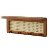 中古风玄关背景墙m装 饰品多功能收纳墙上置物架原木实木搁板壁挂