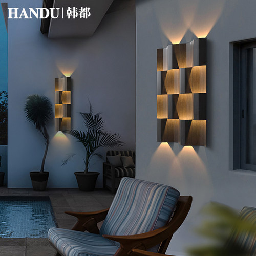 庭院壁灯别墅柱h子壁灯花园太阳能墙面装饰灯射灯酒店景观露台壁