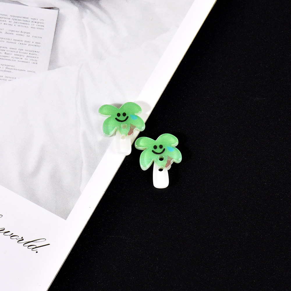 可爱绿色椰树卡通异形纽扣儿童diy娃衣装饰品配件纽扣子