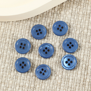 蓝色四眼天然贝壳纽扣男女衬衫开衫雪纺针织衫大衣西装外套连衣裙