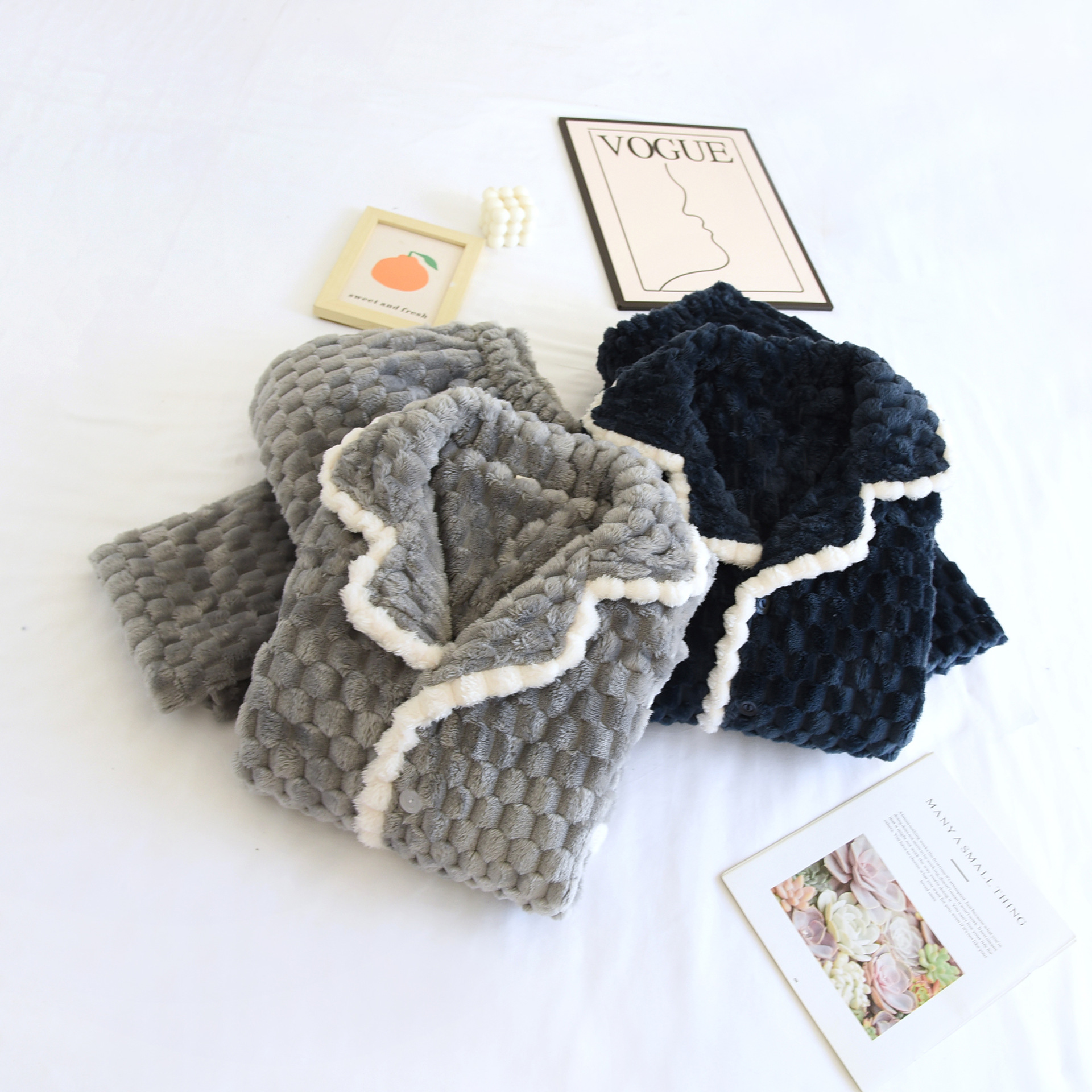 日本品质男士法兰绒睡衣睡裤大码保暖家居服绒绒加厚可爱冬季套装