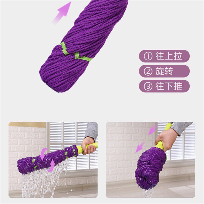 速发懒人湿布水拖把旋转杆免手洗自动拖把头替换家用墩拧拖布干自