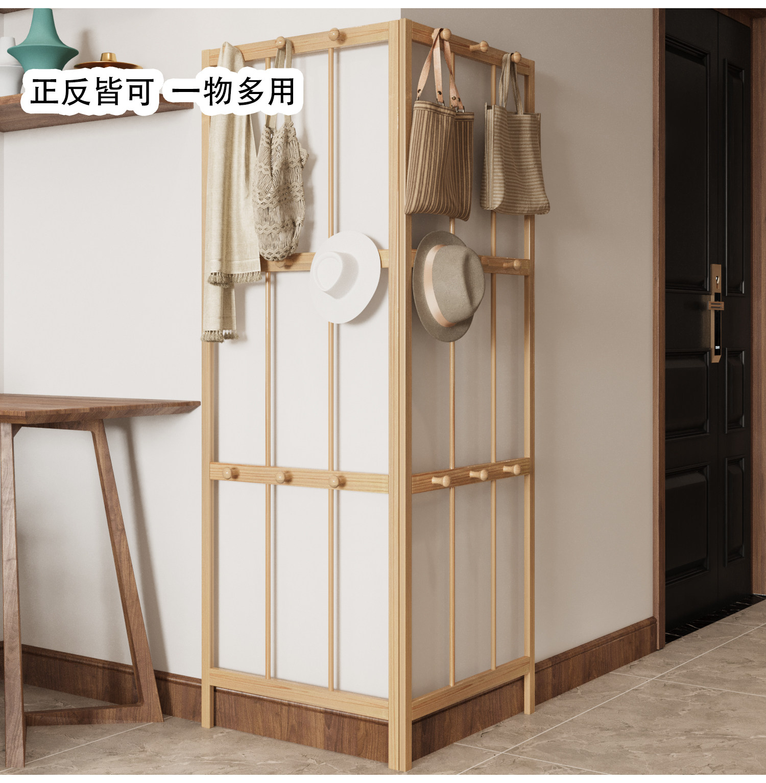 速发落地衣物架挂衣架卧室帽边晚上放衣服神器多角度可折叠简易置