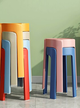 速发塑料凳子板厚家背餐桌熟胶凳简约高加凳北厅靠用方圆风车登子