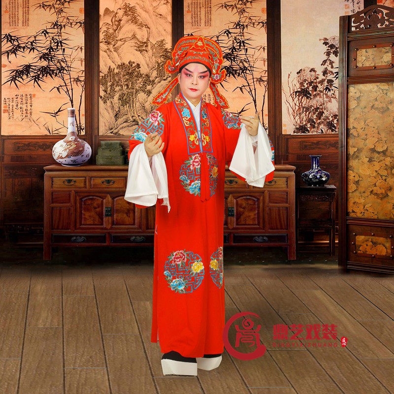 速发京剧服台戏曲小生对披古装戏剧舞装服出服新郎状元演装团花男