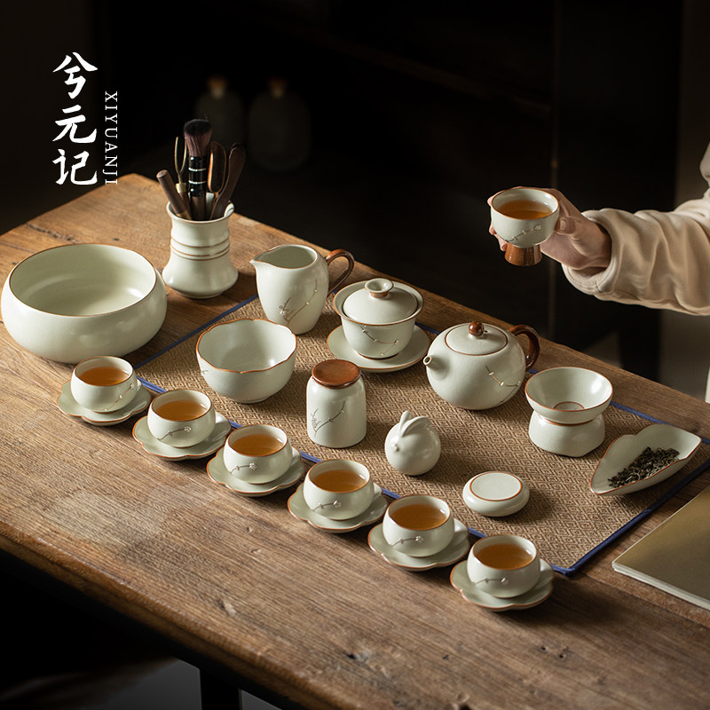 速发新品米盖汝套锔钉银黄碗礼盒窑装泡茶茶杯家用办公高档功夫茶
