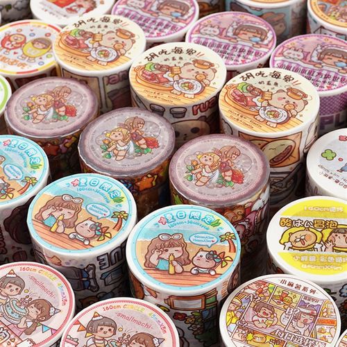 速发小麻薯胶带材整卷纸账素 分装人物全套手帐易撕贴手 夏日穿搭