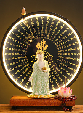 速发陶瓷如迦摩尼阿弥禅佛释来佛像摆件家居客厅玄关心经装饰画陀