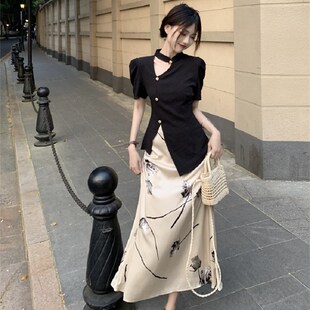 速发大码新中式高级感不套袍上衣玫瑰半身裙夏辣妹旗则规装