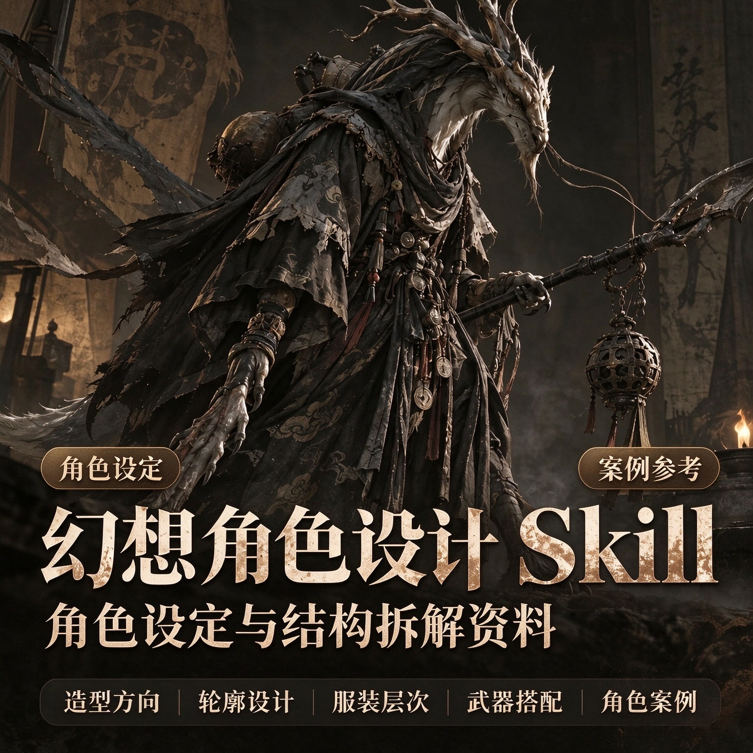 幻想角色设计参考资料人物造型服饰武器AI绘画设定拆解案例图片