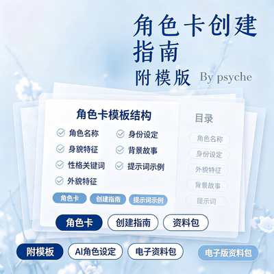 AI角色卡创建指南模板人设外貌背景设定提示词创作电子版资料包