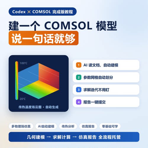 Codex联动COMSOL教程多物理场AI自动建模传热分析仿真报告资料包