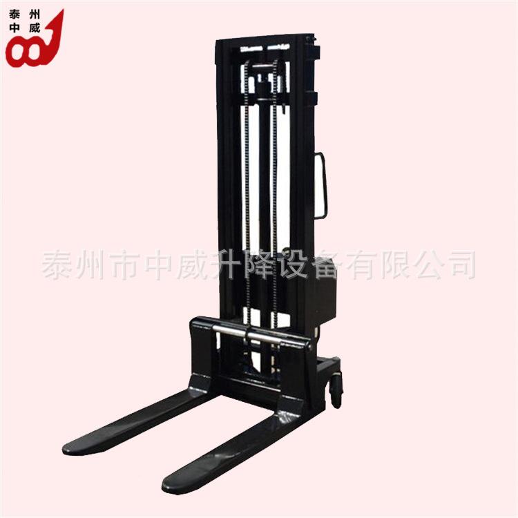 供应1T2.5M插电式液压堆高车半自动升高装卸车液压电动叉车