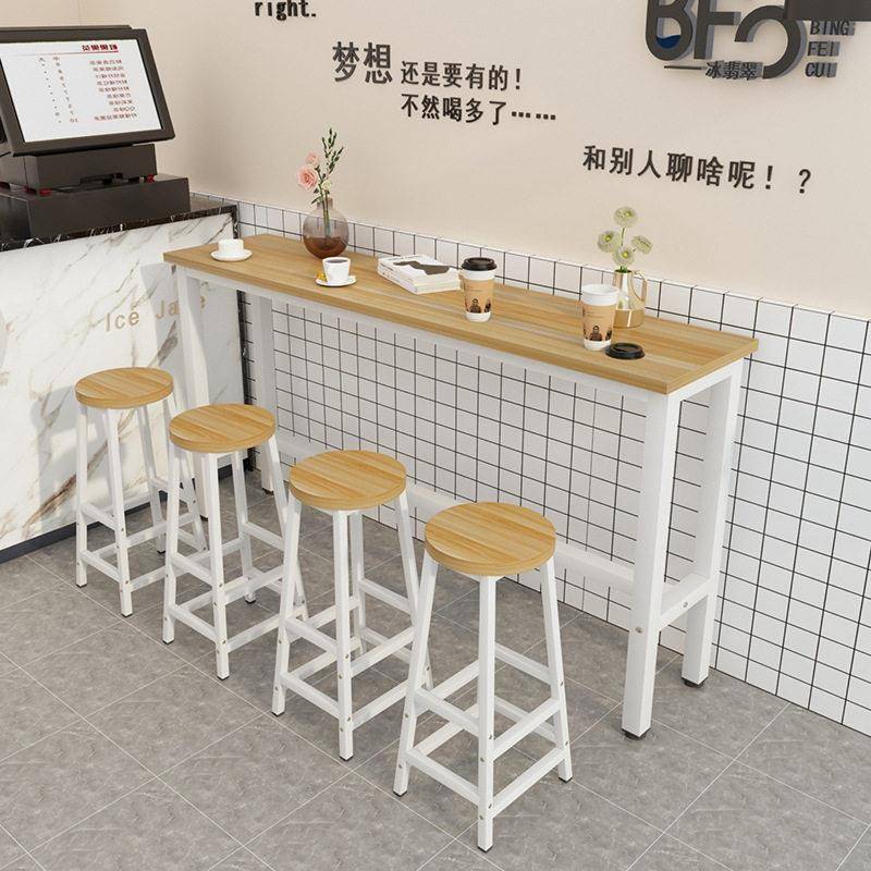 奶茶店吧台桌咖啡厅餐厅靠墙脚桌酒吧铁艺吧台桌椅家用客厅桌子