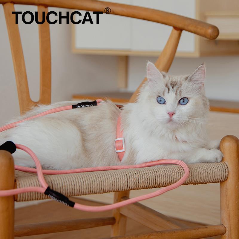 Touchcat它它猫咪牵引绳遛猫绳胸背心式防挣脱工字幼猫链子溜猫绳