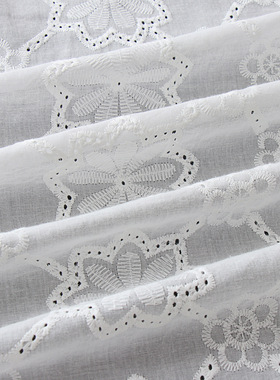 白色纯棉镂空刺绣布连衣裙面料9088棉布雕孔绣花满幅蕾丝
