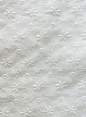 纯棉镂空绣花布打孔白色蕾丝面料9088棉布刺绣提花帽子服装辅料布