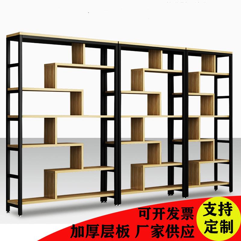 现货钢木货架商超产品化妆品陈列展示架办公室样品隔断置物架