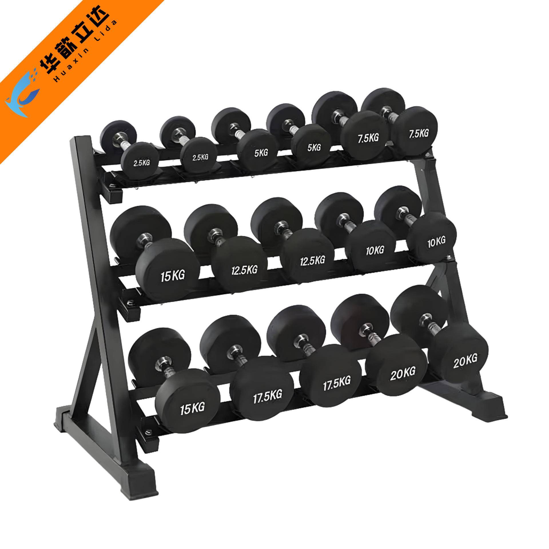 180KG三层八对哑铃哑铃架健身美体家用健身房器材练臂肌增肌器械