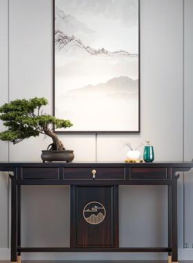 新中式胡桃木色玄关桌中40951堂条案台墙靠客厅供案几桌实木走玄