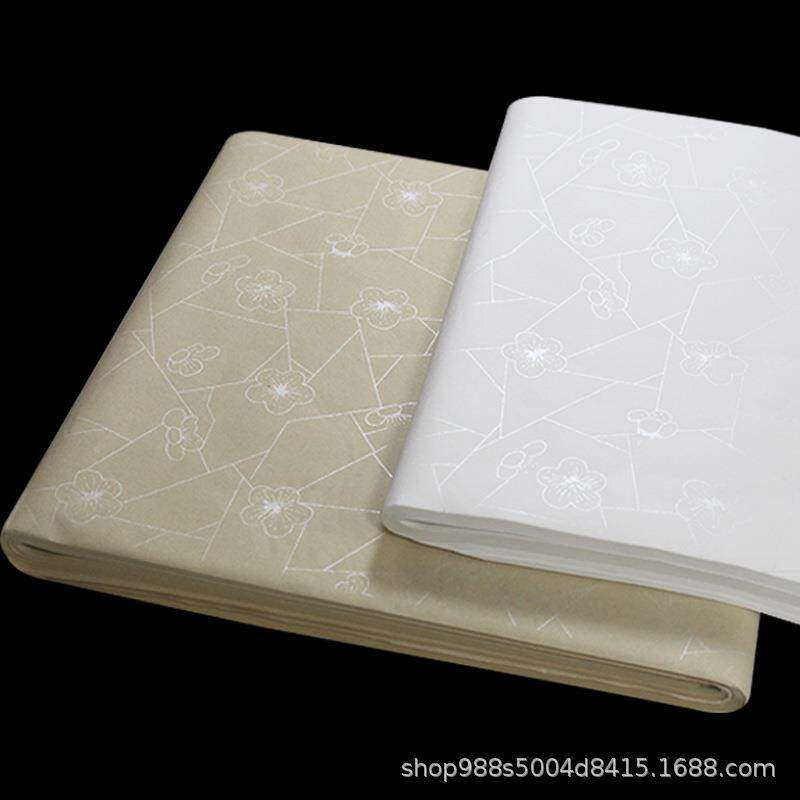蜡染五色宣洒金冰梅纸生四尺对熟开五彩半半毛笔字书法作89959品