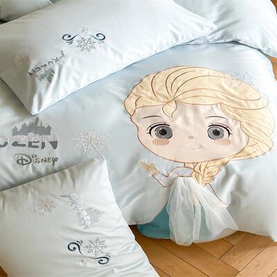 卡通100支长绒棉件套全四童棉澳棉儿三套件纯棉贡缎刺绣92050被套